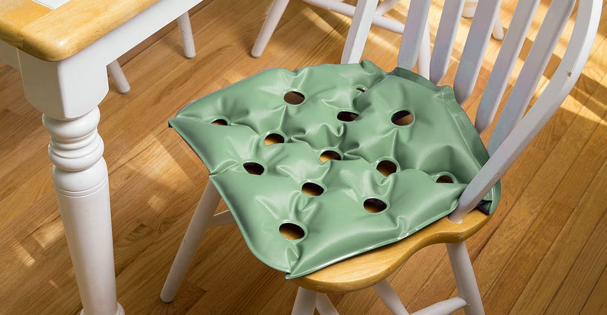 Waffle Cushion green on chair